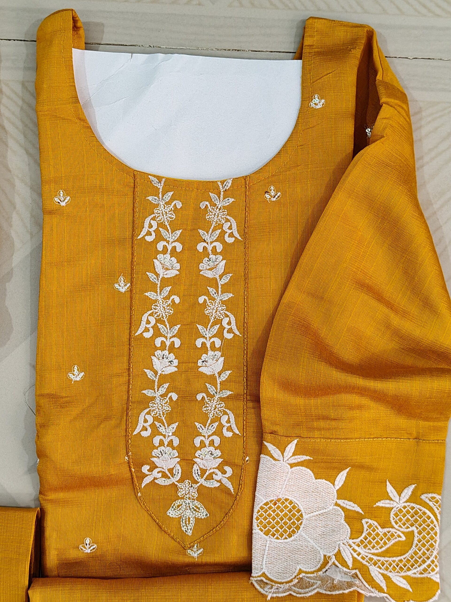 Trendy Flower Embroidery With Zari Duppata Set - Image 2