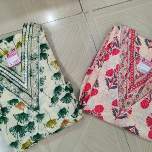 Designer cotton cream anarkali 3pc set