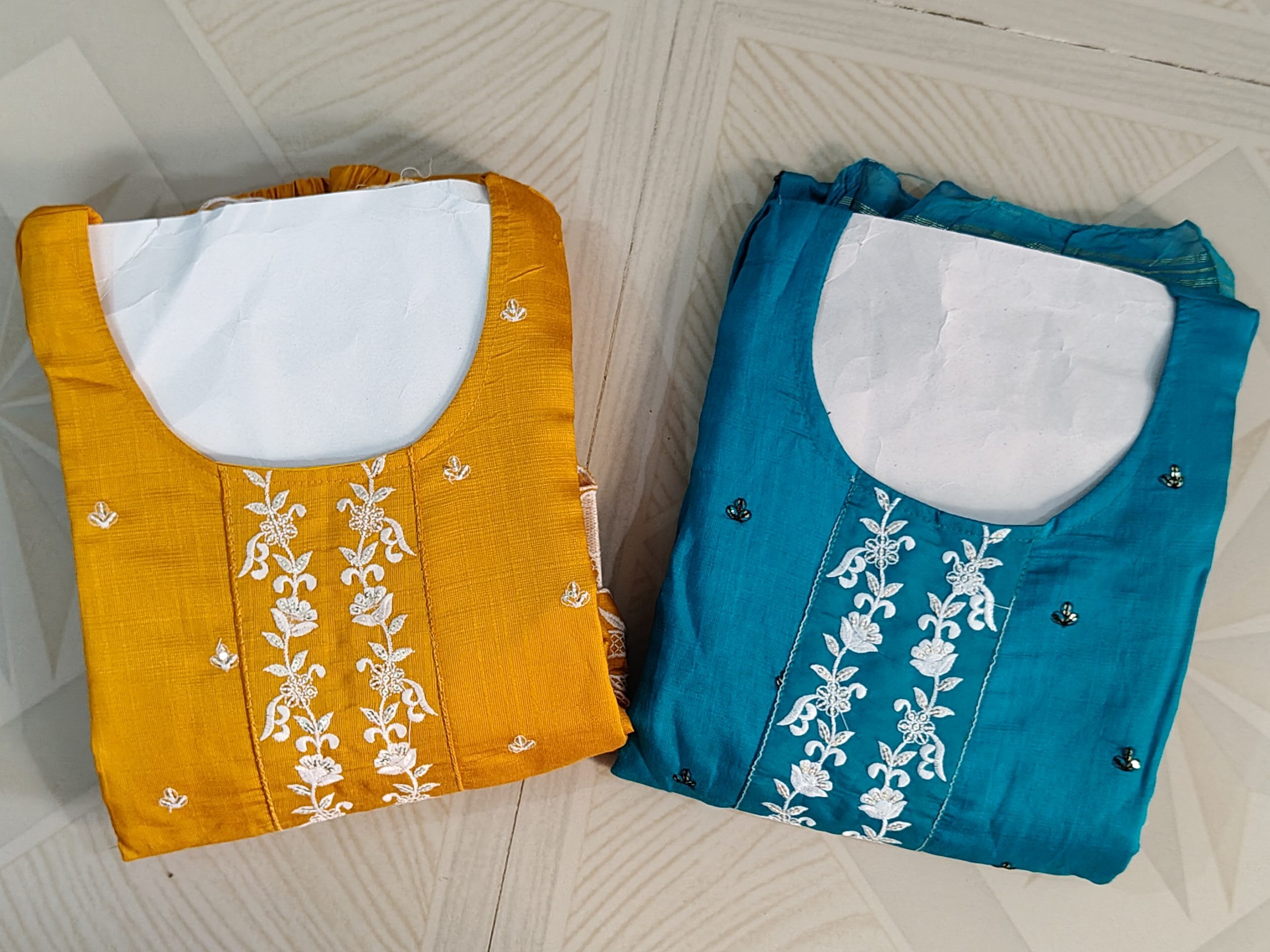 Trendy Flower Embroidery With Zari Duppata Set - Image 3