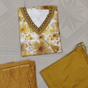 v neck hand work 3 pc set