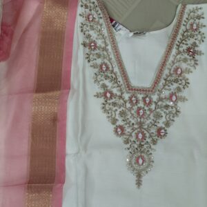 embroidery 3 pc set with printed duppata