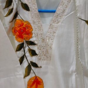 flower printed with hand work suit